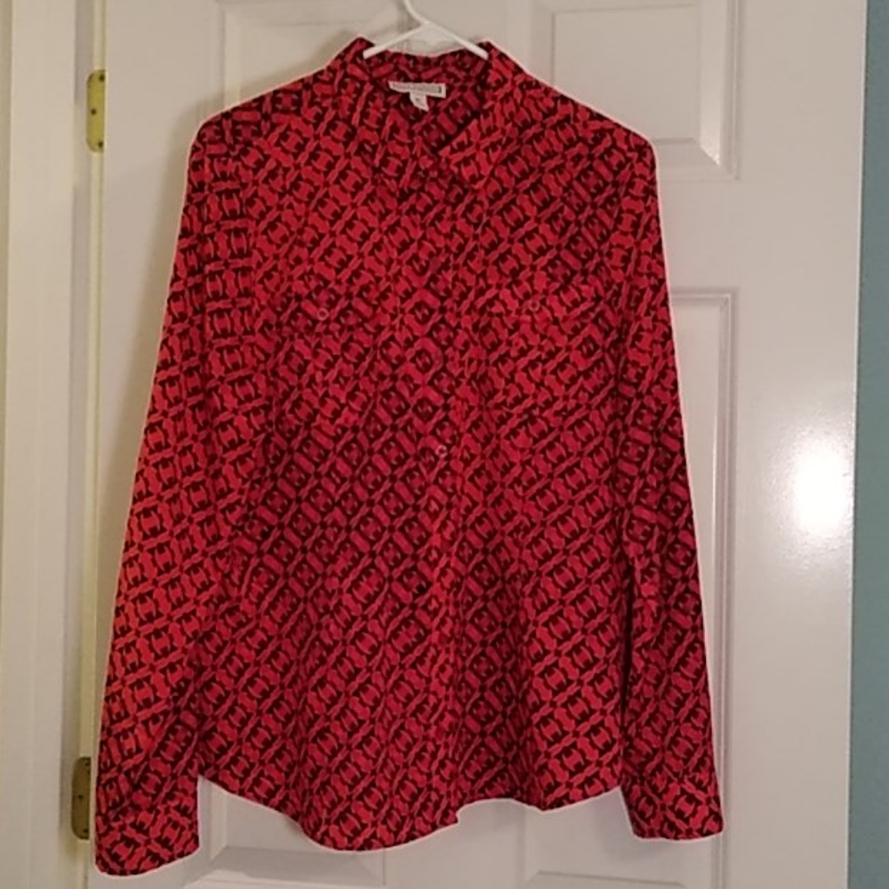 Dana Buchman Camp Shirt w/Roll-Tab Sleeves - XL